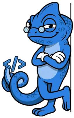 Blue chameleon mascot